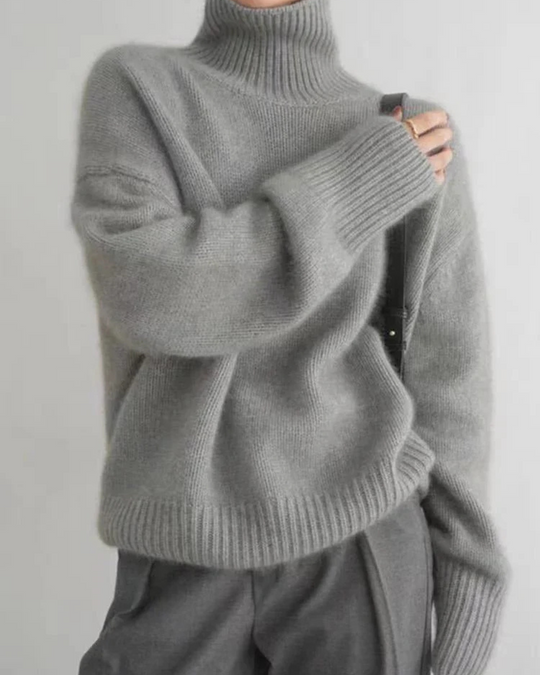 Aria Women’s Cashmere Sweater – Long Sleeve High Neck Pullover