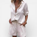 Damen Baumwolle Leinen Co-Ord Set Leichtes Lässiges Sommeroutfit