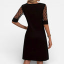 Dames Zwarte Kantjurk Elegant Metelhoge Mouwen Ronde Hals