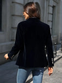 Odessa | Velvet Blazer with Button Detail