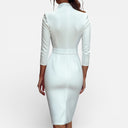 Damesjurk met ceintuur en mandarijnkraag Gestructureerde pasvorm Klassieke zakelijke stijl