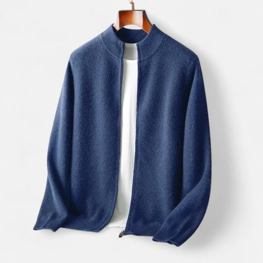 Barclay & Bloom | Men’s Zip Cardigan – Lightweight Wool Blend Knit Jacket