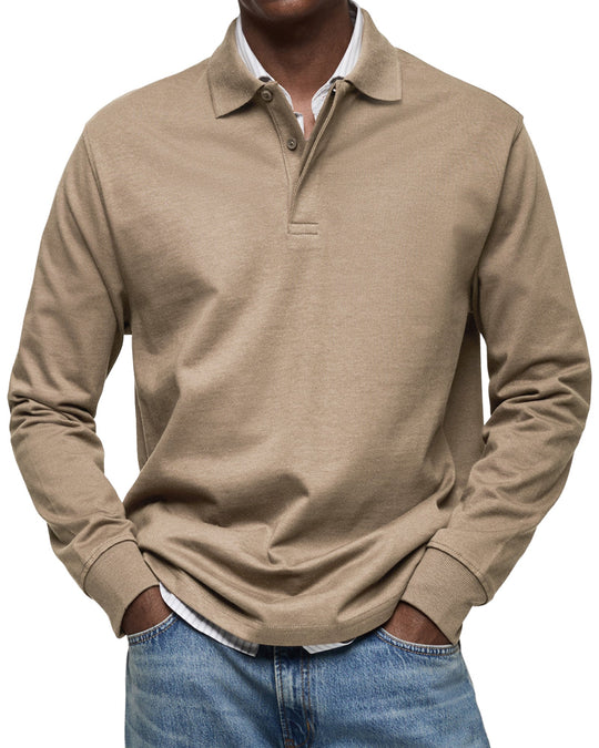 Jasper | Men's Long-Sleeve Polo Shirt with Button Collar