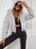 Damen Cropped Steppjacke mit Kapuze – Winter Streetwear