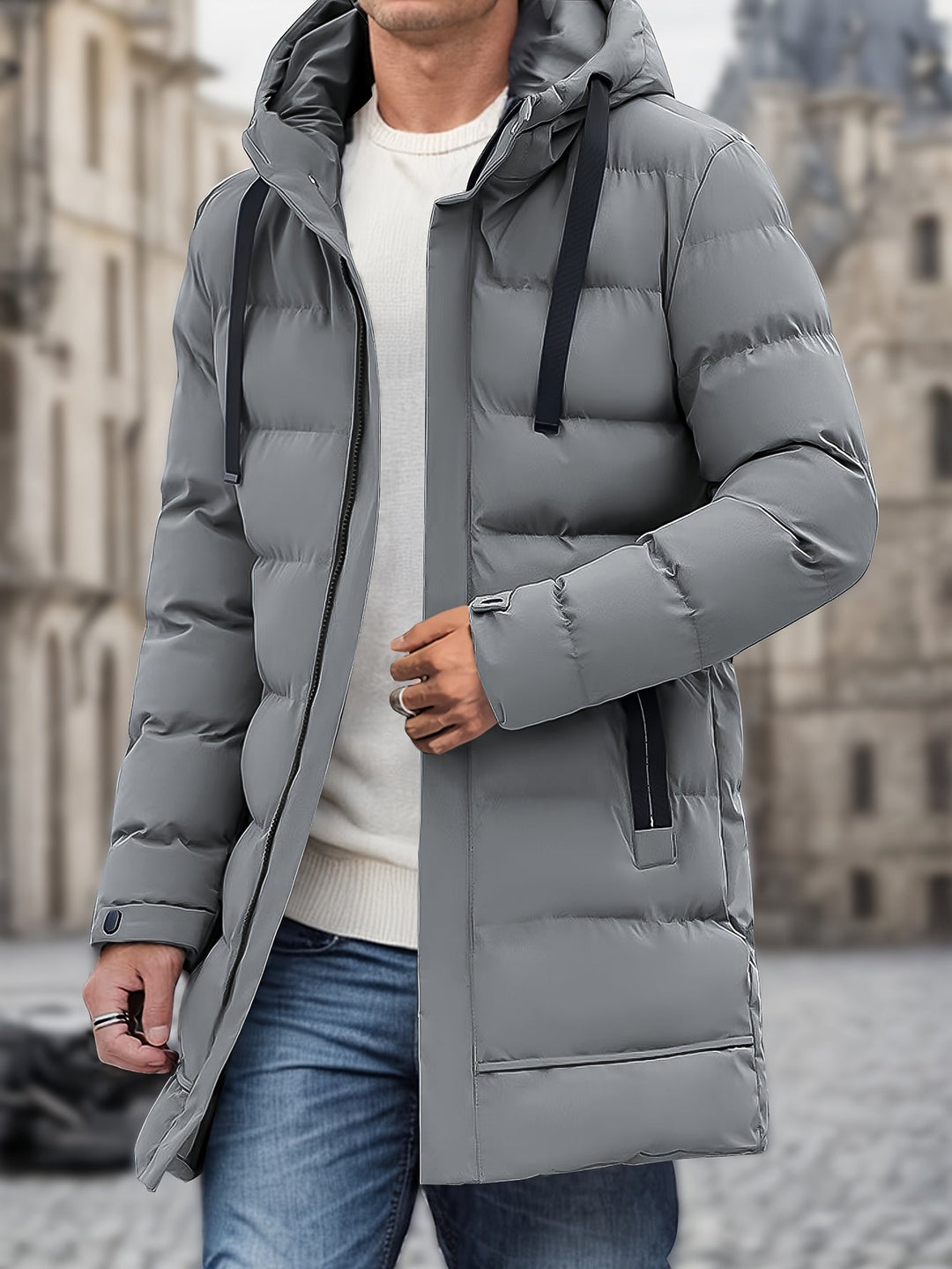 Jeffrey Men’s Puffer Jacket – Long Winter Coat with Hood