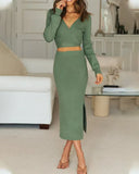 Marisa - Zweiteiliges elegantes und schlichtes Rock- und Pullover-Set