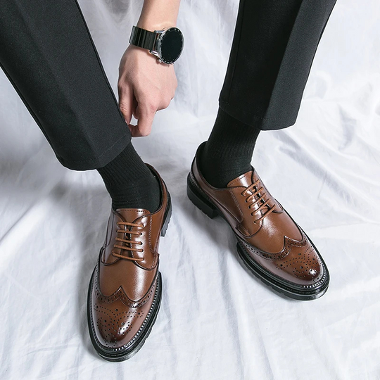 Edward Men’s Oxford Shoes – Leather Wingtip Brogues