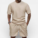 Men’s Summer Waffle Knit Set Lightweight T-Shirt and Shorts Outfit