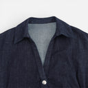 Damen Denim Midi-Kleid Slim Fit Mit Knopfleiste und Kragen Klassisch