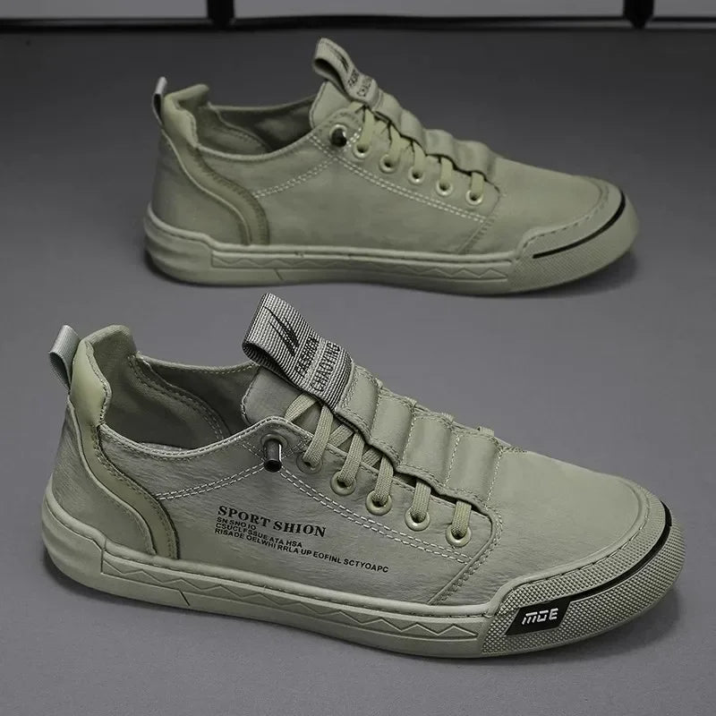 Dorian Men’s Casual Sneakers – Low Top Canvas White Shoes