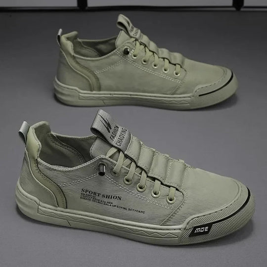 Dorian Men’s Casual Sneakers – Low Top Canvas White Shoes