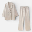Women’s Blazer and Trousers Set Wrinkle Texture Lightweight Suit