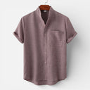 Men’s Linen Cotton Blend Shirt Short Sleeve Lightweight Summer