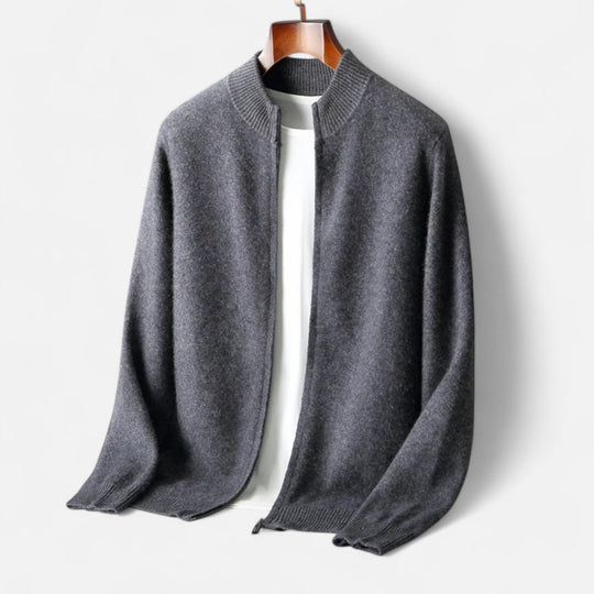 Barclay & Bloom | Men’s Zip Cardigan – Lightweight Wool Blend Knit Jacket