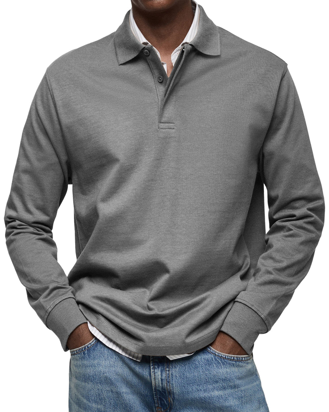 Jasper | Men's Long-Sleeve Polo Shirt with Button Collar
