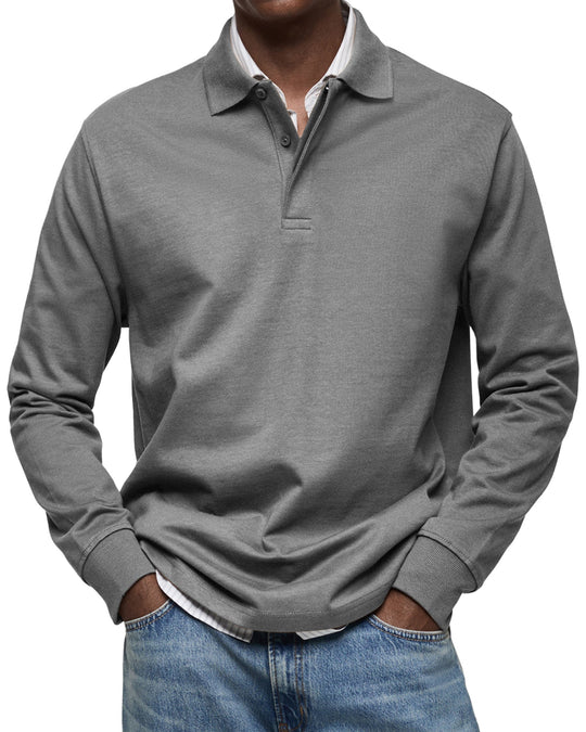 Jasper | Men's Long-Sleeve Polo Shirt with Button Collar