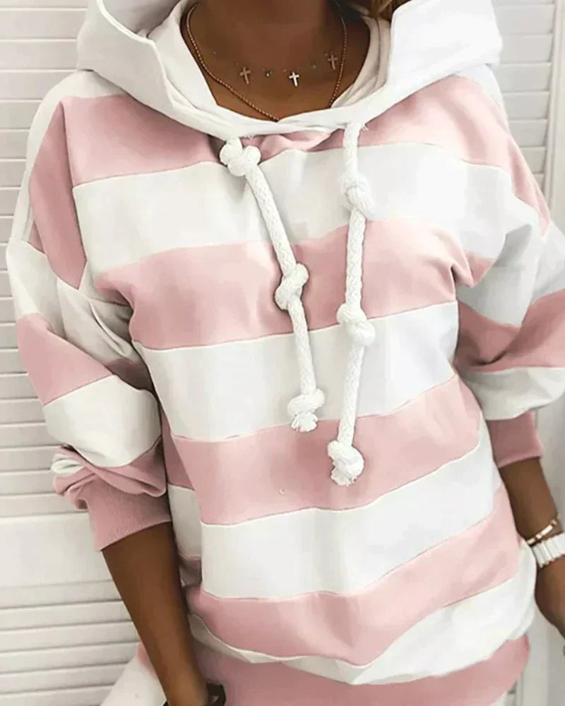 Yara Women’s Hoodie – Striped Long Sleeve Pullover