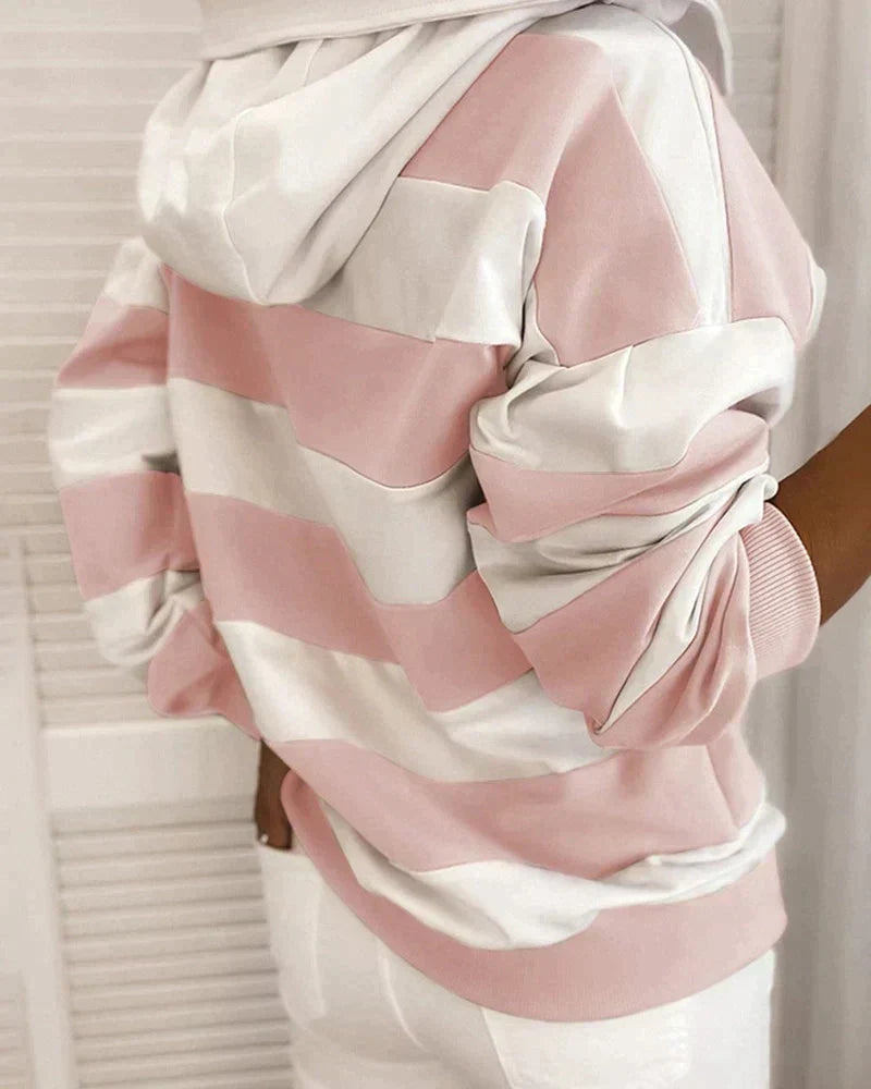 Yara Women’s Hoodie – Striped Long Sleeve Pullover