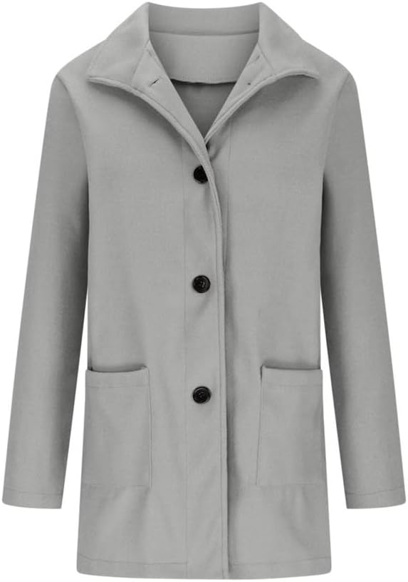 Barclay & Bloom | Women’s Wool Blend Coat – Mid-Length Long Sleeve Button Front Jacket with Pockets