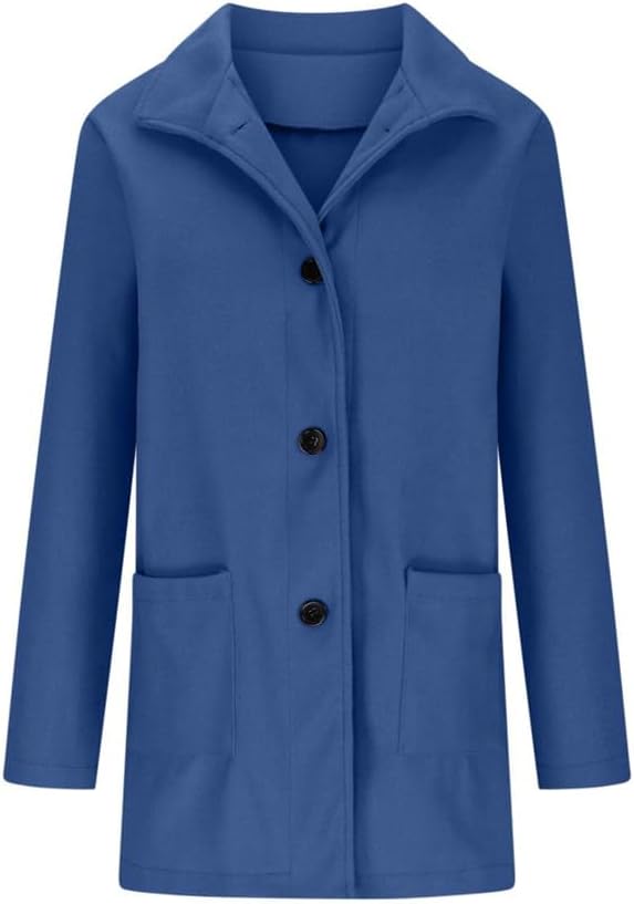 Barclay & Bloom | Women’s Wool Blend Coat – Mid-Length Long Sleeve Button Front Jacket with Pockets