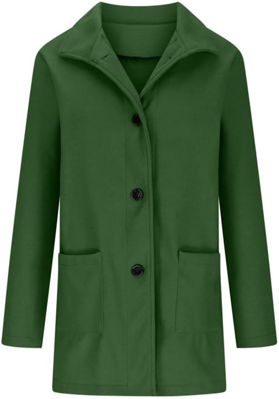 Barclay & Bloom | Women’s Wool Blend Coat – Mid-Length Long Sleeve Button Front Jacket with Pockets