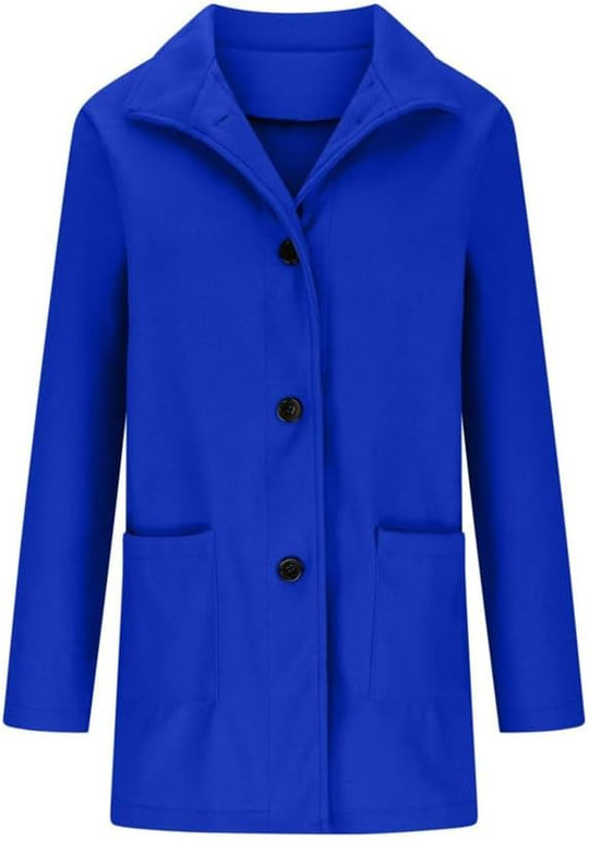 Barclay & Bloom | Women’s Wool Blend Coat – Mid-Length Long Sleeve Button Front Jacket with Pockets