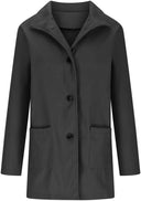Barclay & Bloom | Women’s Wool Blend Coat – Mid-Length Long Sleeve Button Front Jacket with Pockets