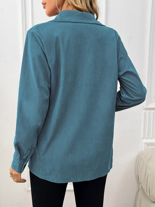 Claudine – Women’s corduroy button up shirt jacket