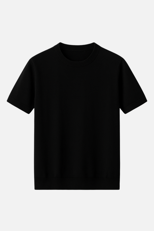 Nathan Men’s Knitted T-Shirt – Short Sleeve Cotton Blend Summer Top