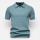 Heren polo met korte mouwen, gestructureerde brei, ademend, slanke pasvorm