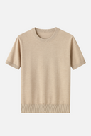 Nathan Men’s Knitted T-Shirt – Short Sleeve Cotton Blend Summer Top