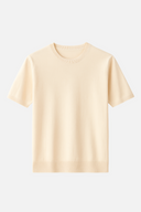 Nathan Men’s Knitted T-Shirt – Short Sleeve Cotton Blend Summer Top