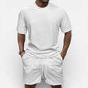 Men’s Summer Waffle Knit Set Lightweight T-Shirt and Shorts Outfit