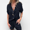 Damen Baumwolle Leinen Co-Ord Set Leichtes Lässiges Sommeroutfit