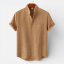 Men’s Linen Cotton Blend Shirt Short Sleeve Lightweight Summer