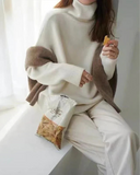 Aria Damen Kaschmirpullover – Langarm Pullover mit hohem Kragen