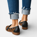 Dames zachte suède instappers met gedempte ondersteuning en middelhoog hakje