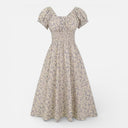 Women’s Floral Midi Dress Smocked Waist Puff Sleeve Summer