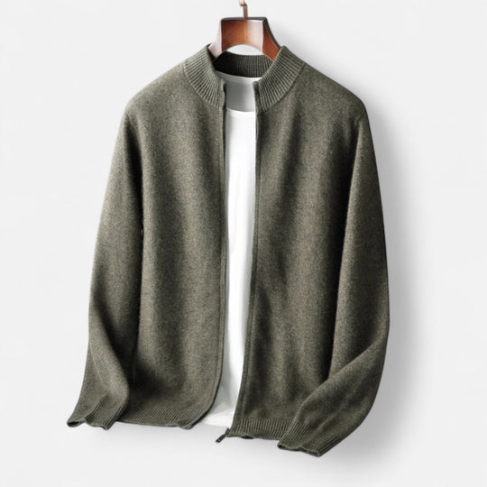 Barclay & Bloom | Men’s Zip Cardigan – Lightweight Wool Blend Knit Jacket