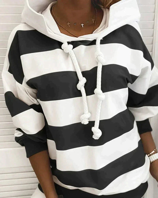 Yara Women’s Hoodie – Striped Long Sleeve Pullover