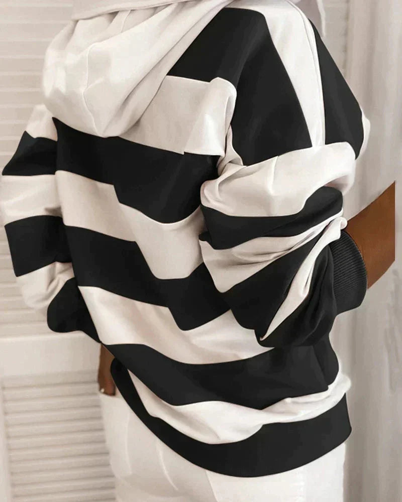 Yara Women’s Hoodie – Striped Long Sleeve Pullover