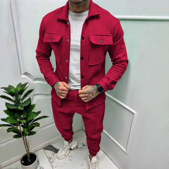 Marcus Men’s Tracksuit – Button Jacket and Jogger Pants Set