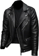 Barclay & Bloom | Men’s Biker Jacket – Zip Front Motorcycle Style with Lapel Collar