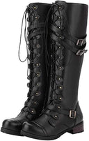 Barclay & Bloom | Women’s Knee High Boots – Lace-Up Riding Style Leather Look Tall Boots with Buckle Straps