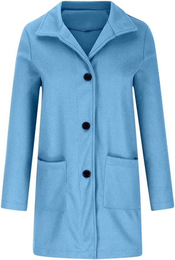 Barclay & Bloom | Women’s Wool Blend Coat – Mid-Length Long Sleeve Button Front Jacket with Pockets