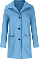 Barclay & Bloom | Women’s Wool Blend Coat – Mid-Length Long Sleeve Button Front Jacket with Pockets