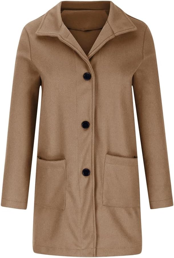 Barclay & Bloom | Women’s Wool Blend Coat – Mid-Length Long Sleeve Button Front Jacket with Pockets