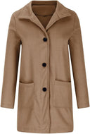 Barclay & Bloom | Women’s Wool Blend Coat – Mid-Length Long Sleeve Button Front Jacket with Pockets