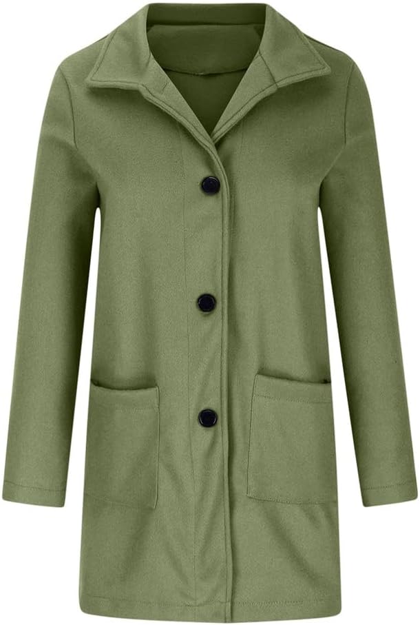 Barclay & Bloom | Women’s Wool Blend Coat – Mid-Length Long Sleeve Button Front Jacket with Pockets