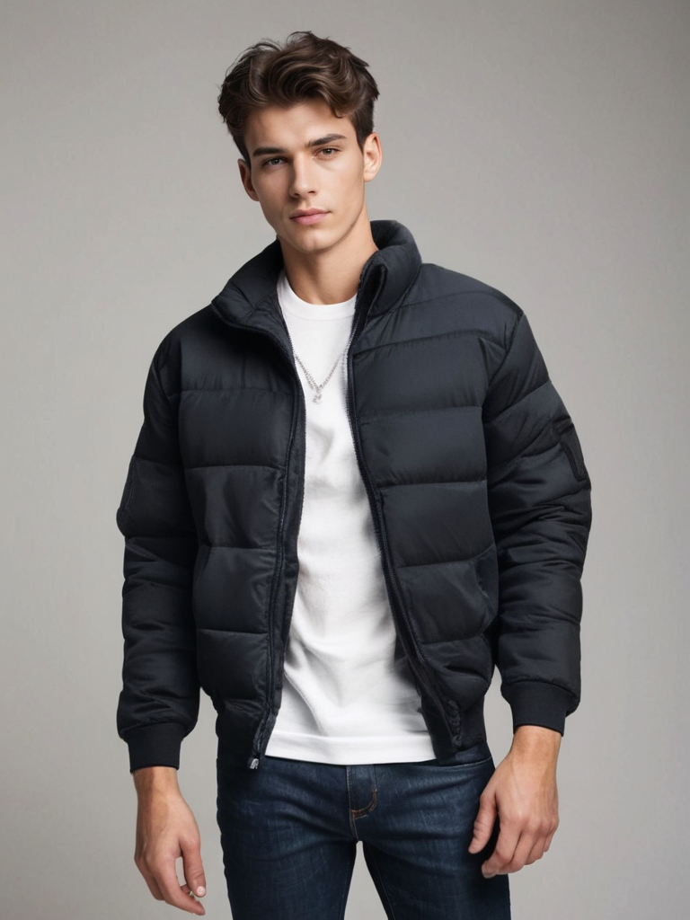 Jones Men’s Jacket – Puffer Zip-Up Winter Coat